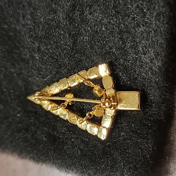 Christmas Tree Holiday Green Red Blue Clear Faux Stones Gold Tone Brooch Pin - Picture 12 of 16